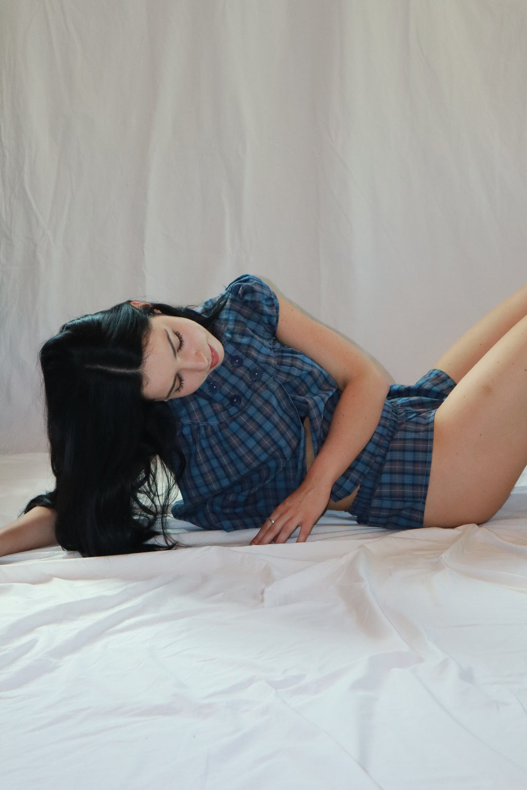 baby button top- plaid image 0