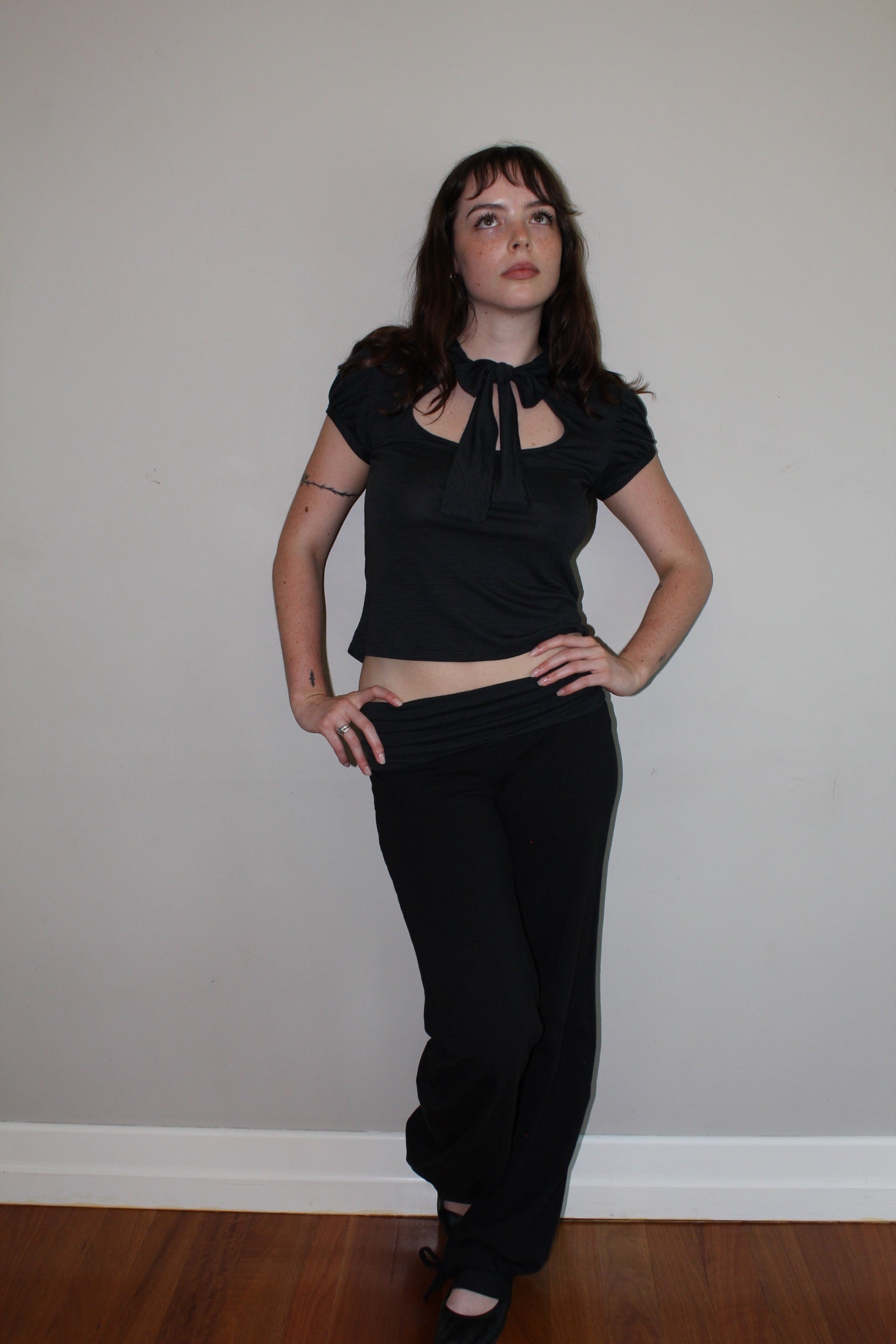 Billie Foldover Pants -Black image 1