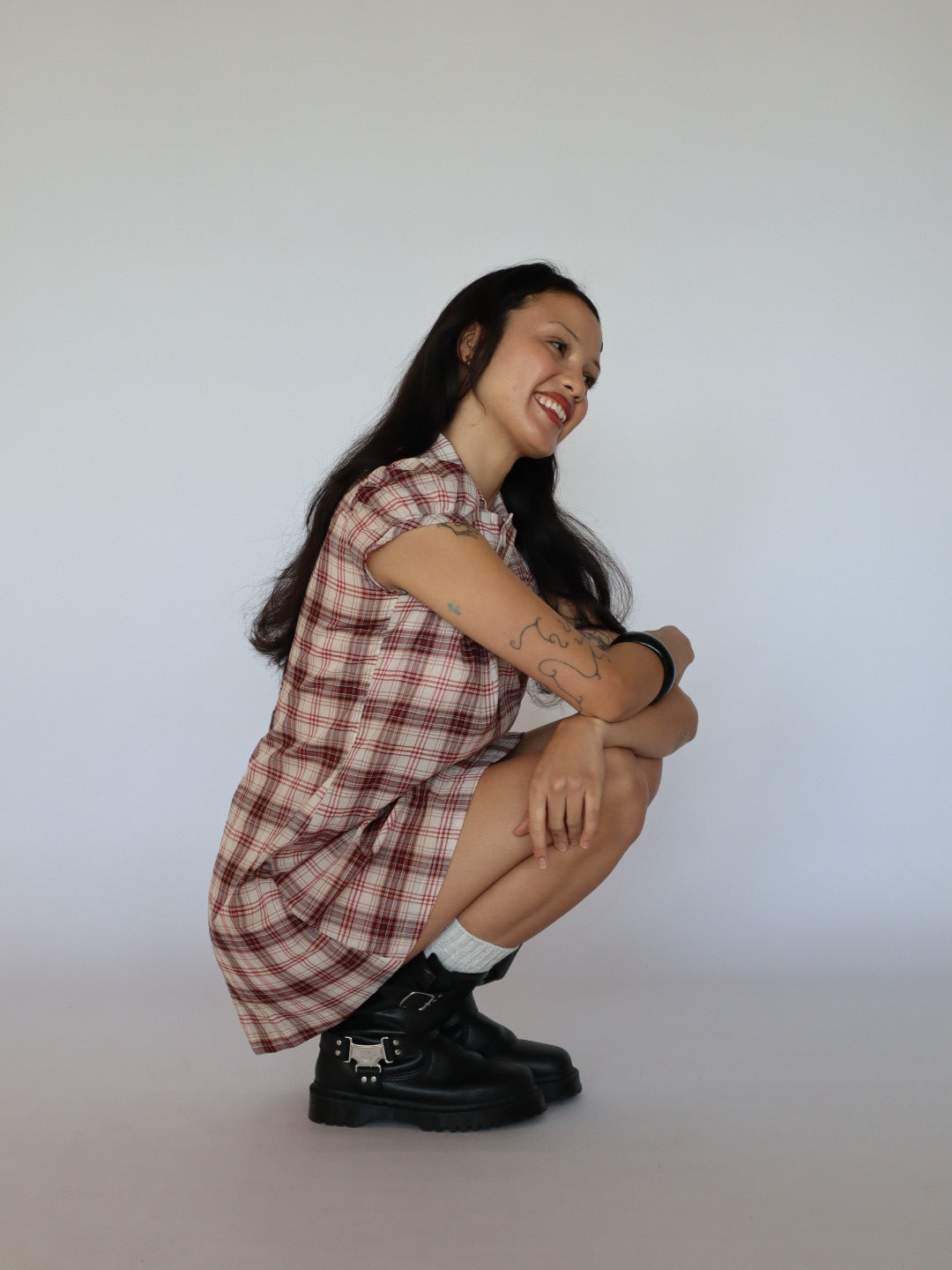 Baby Button Dress- Plaid