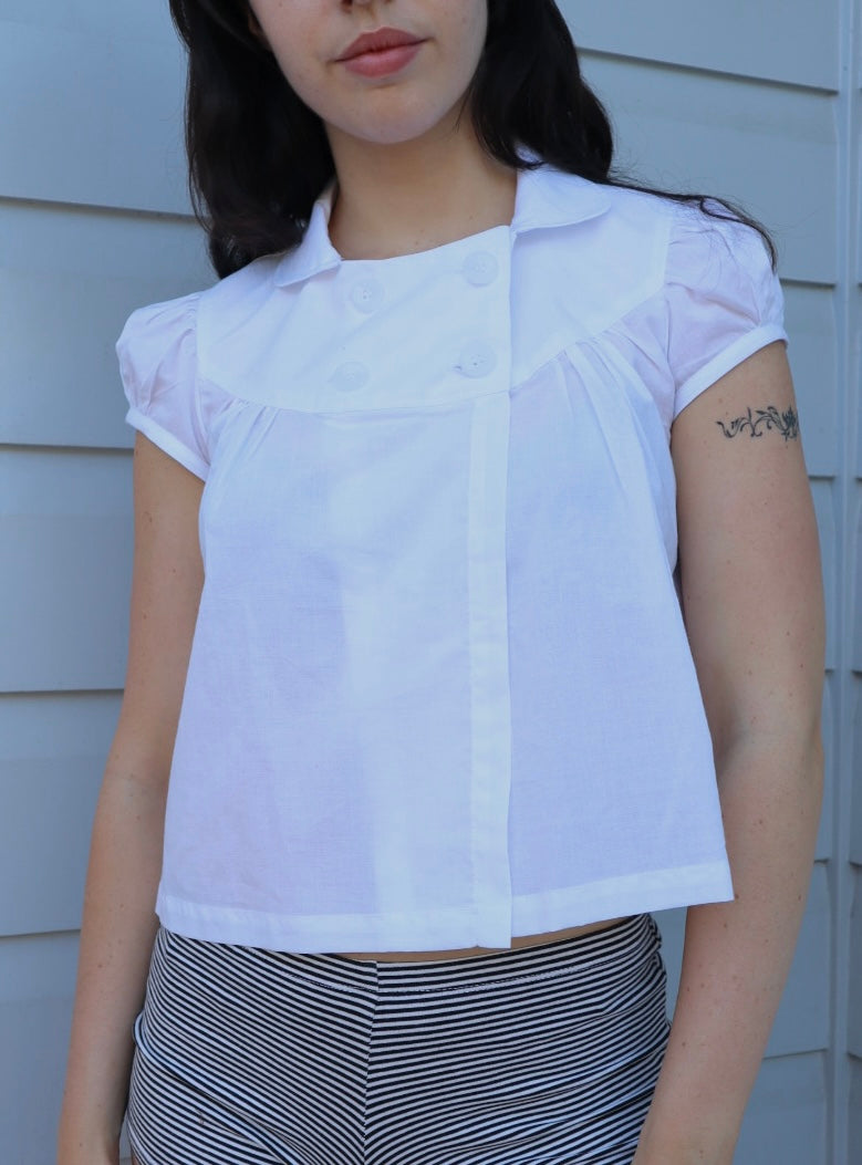 Baby Button Top - White