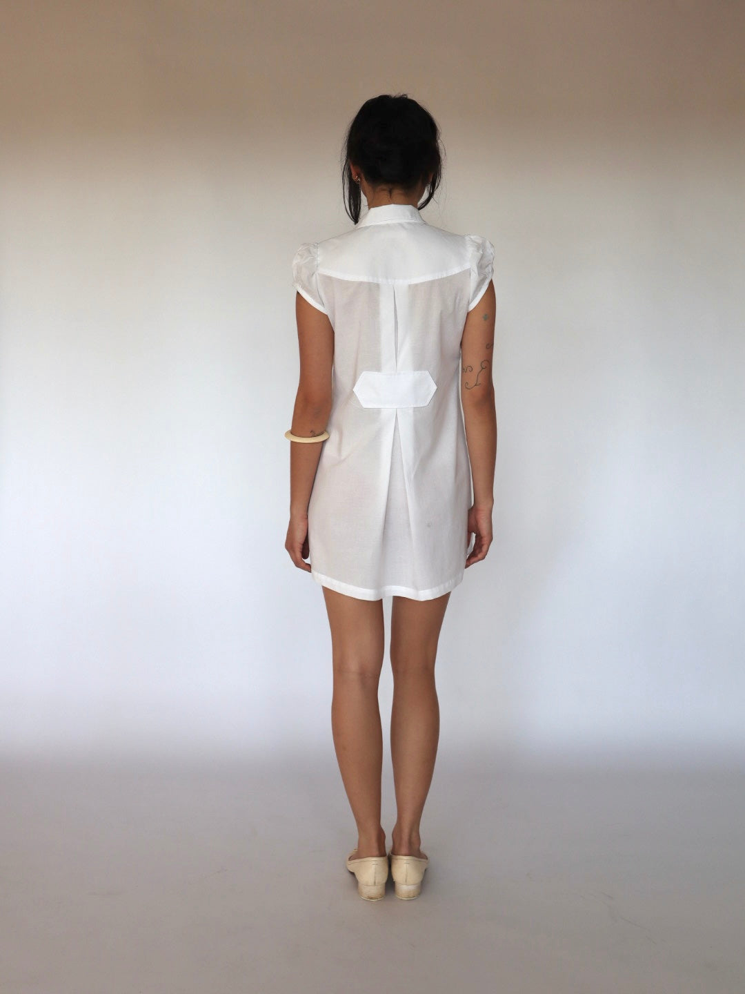 Baby Button Dress- White