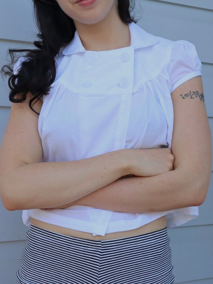 Baby Button Top - White