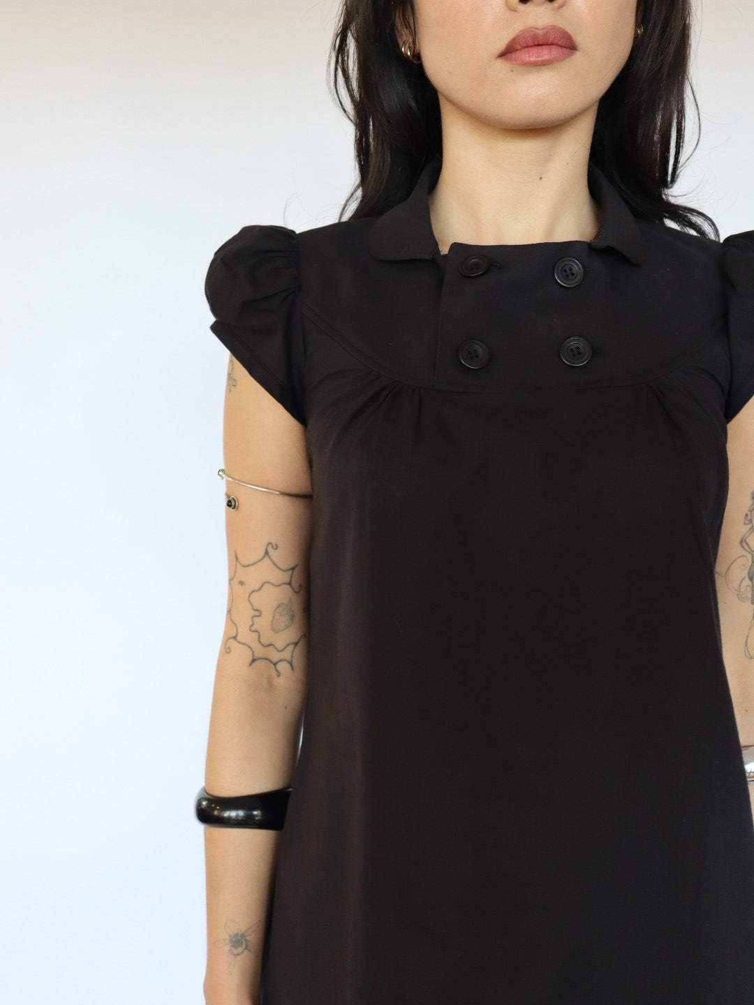 Baby Button Dress- Black