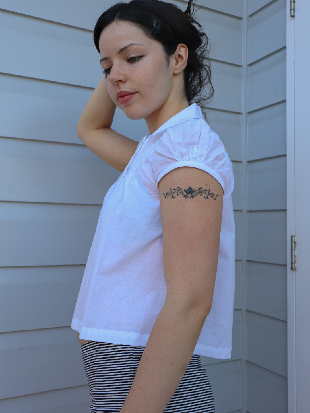 Baby Button Top - White
