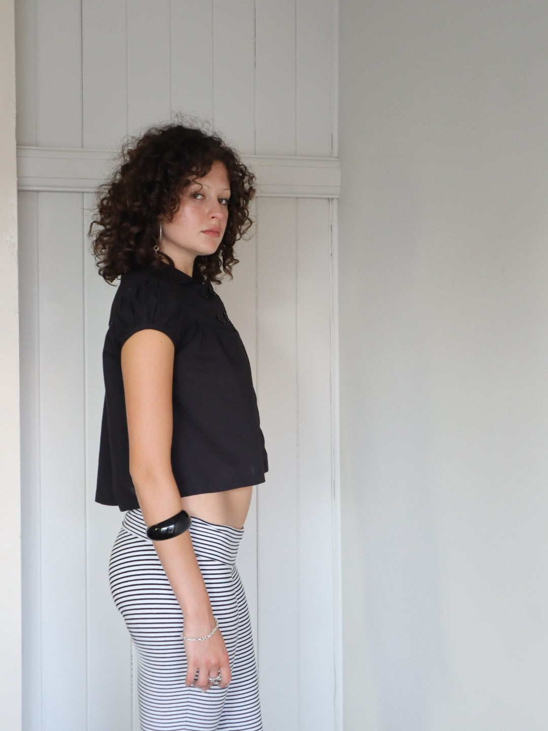 Baby Button Top - Black