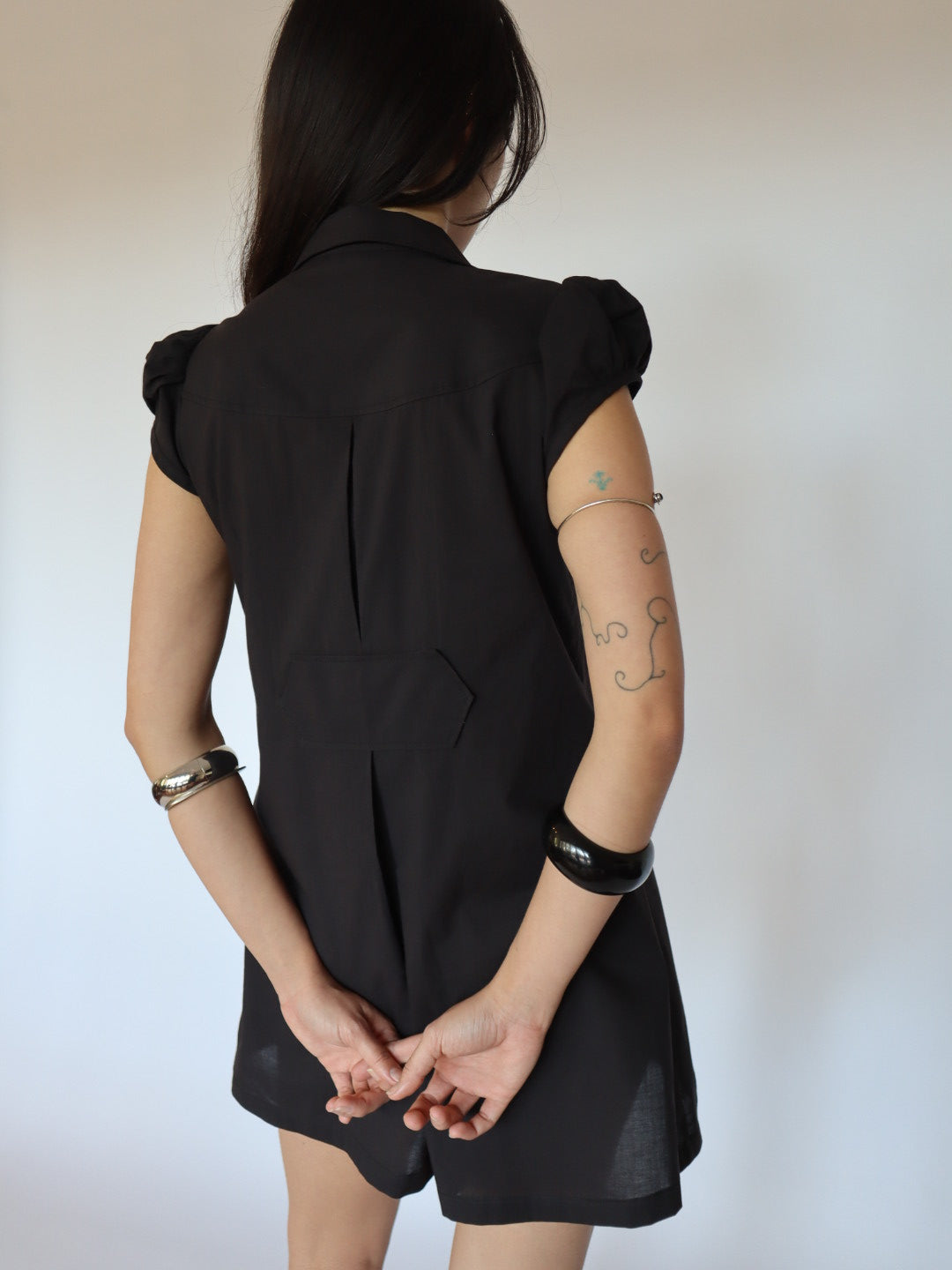 Baby Button Dress- Black