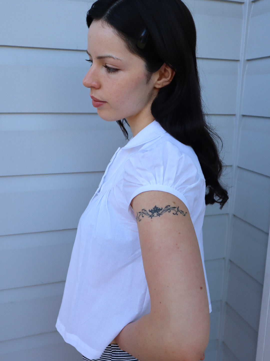 Baby Button Top - White