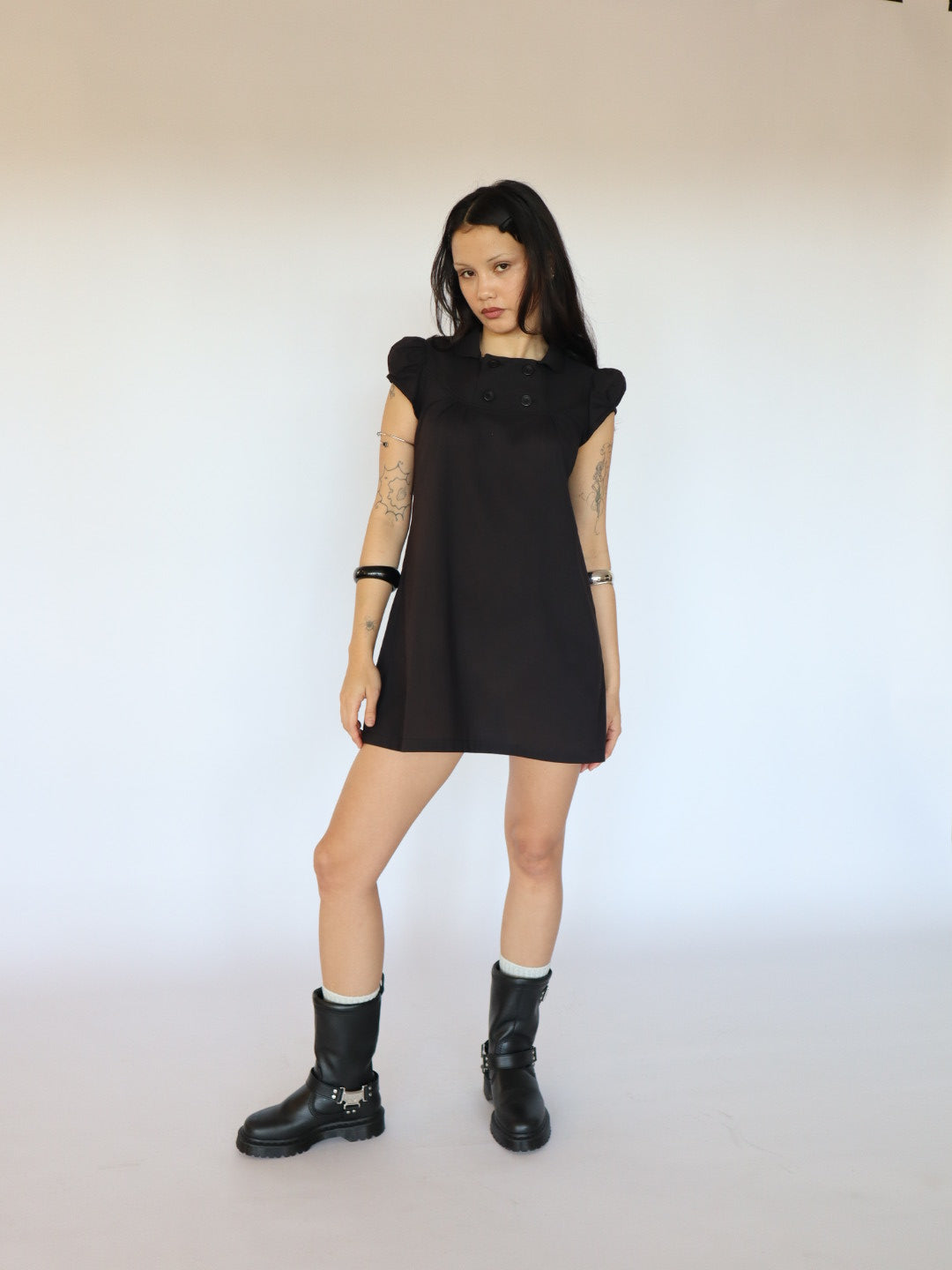 Baby Button Dress- Black