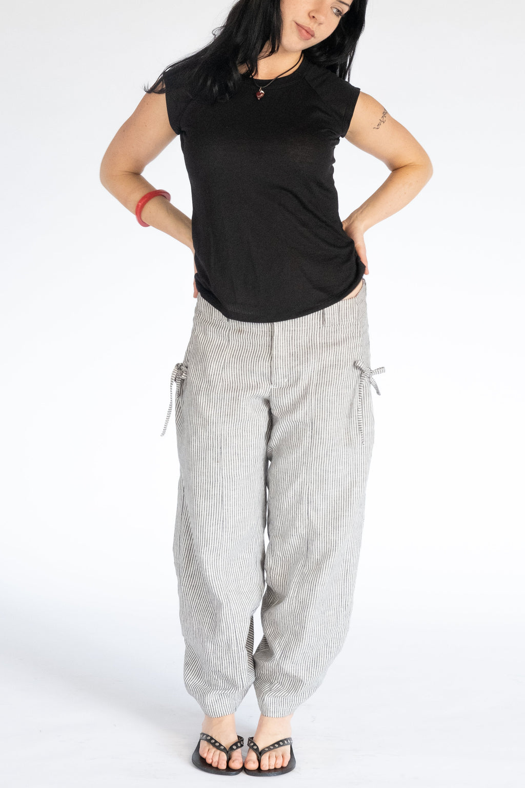 Lilly Pants- White Pinstripe