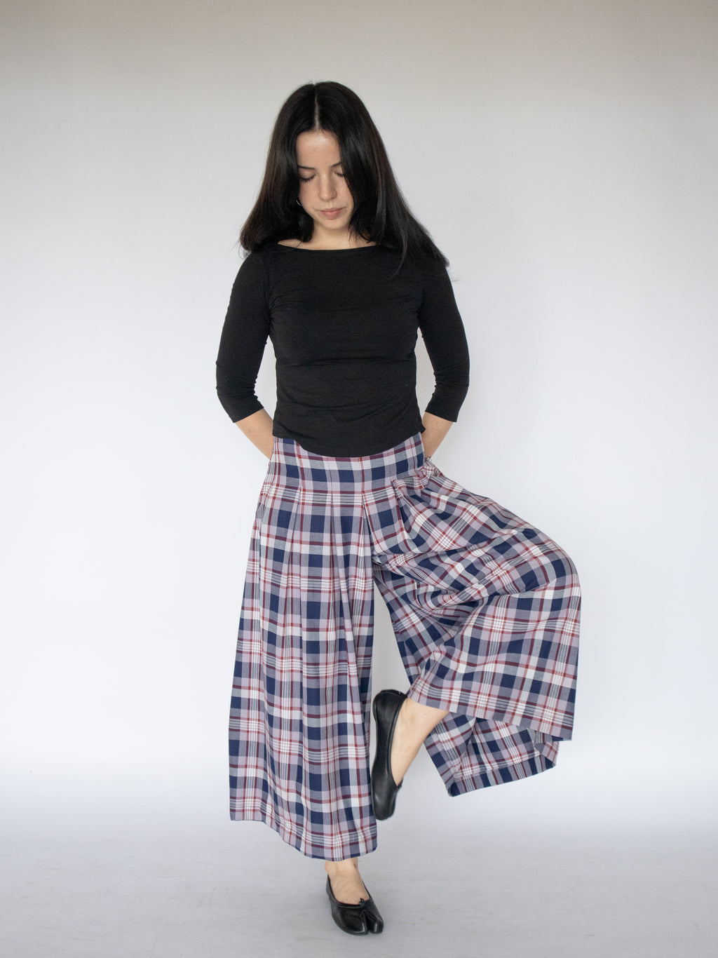 Jules Pleat Pants- Plaid