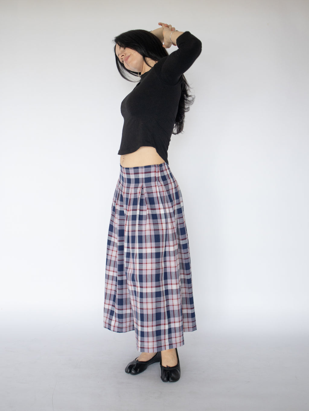 Jules Pleat Pants- Plaid