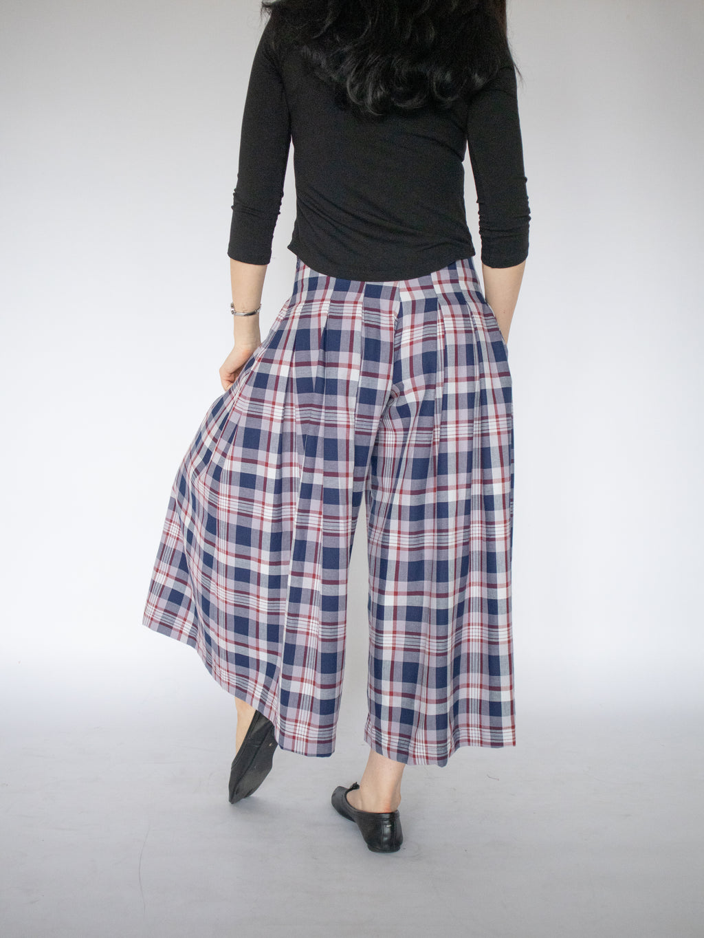 Jules Pleat Pants- Plaid
