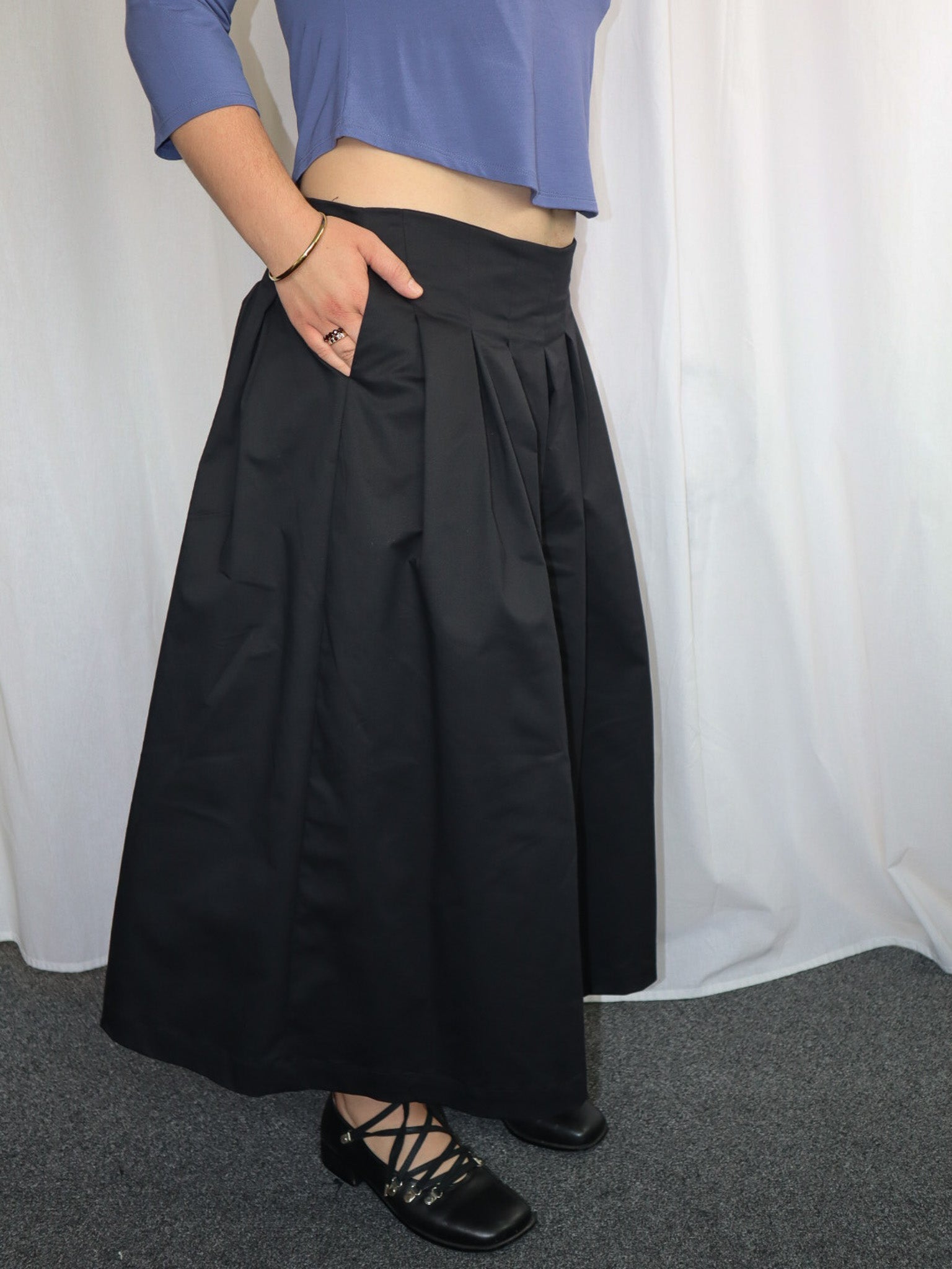 Jules Pleat Pants- Black