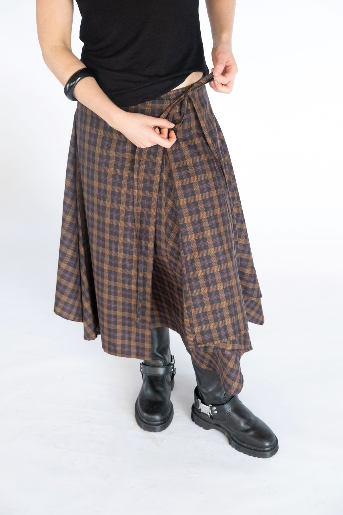 Enya Wrap Skirt- Dark Plaid
