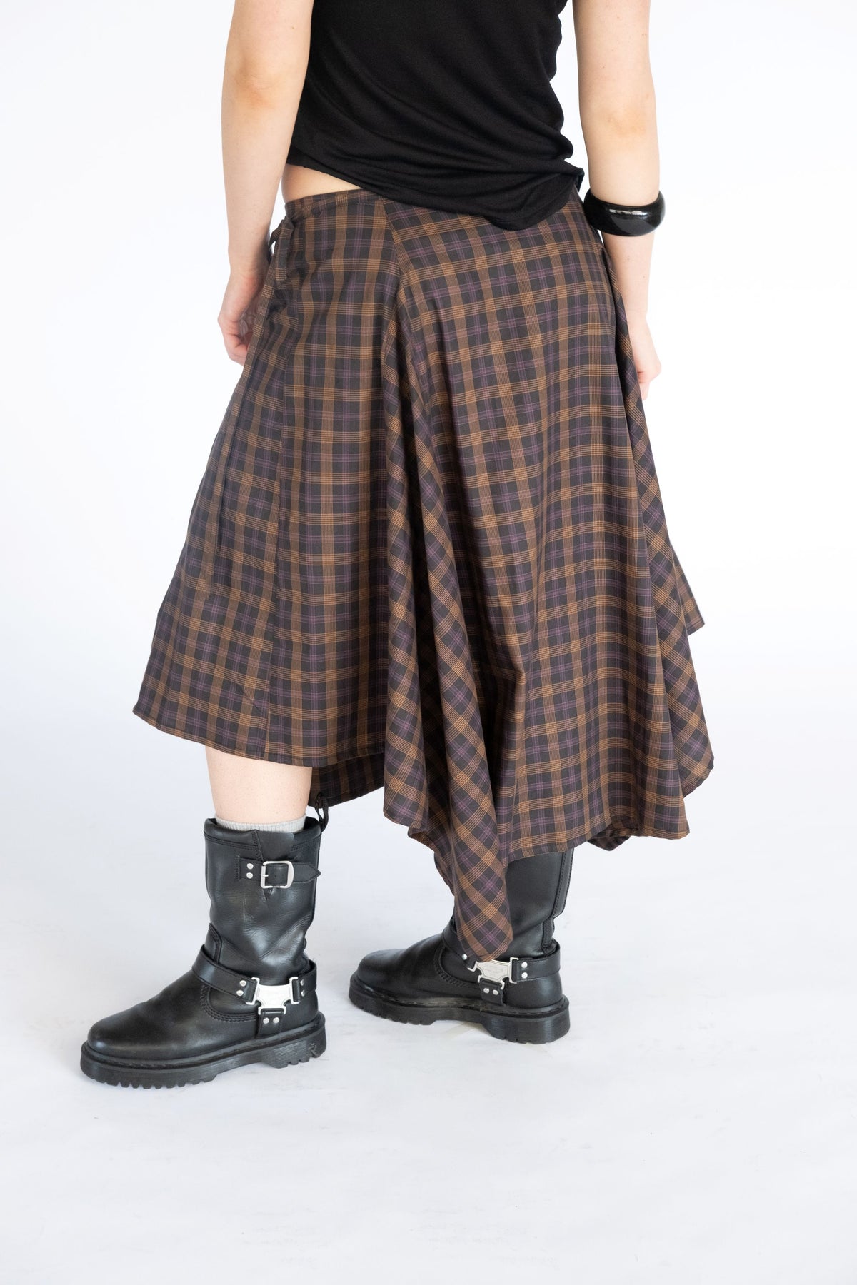 Enya Wrap Skirt- Dark Plaid