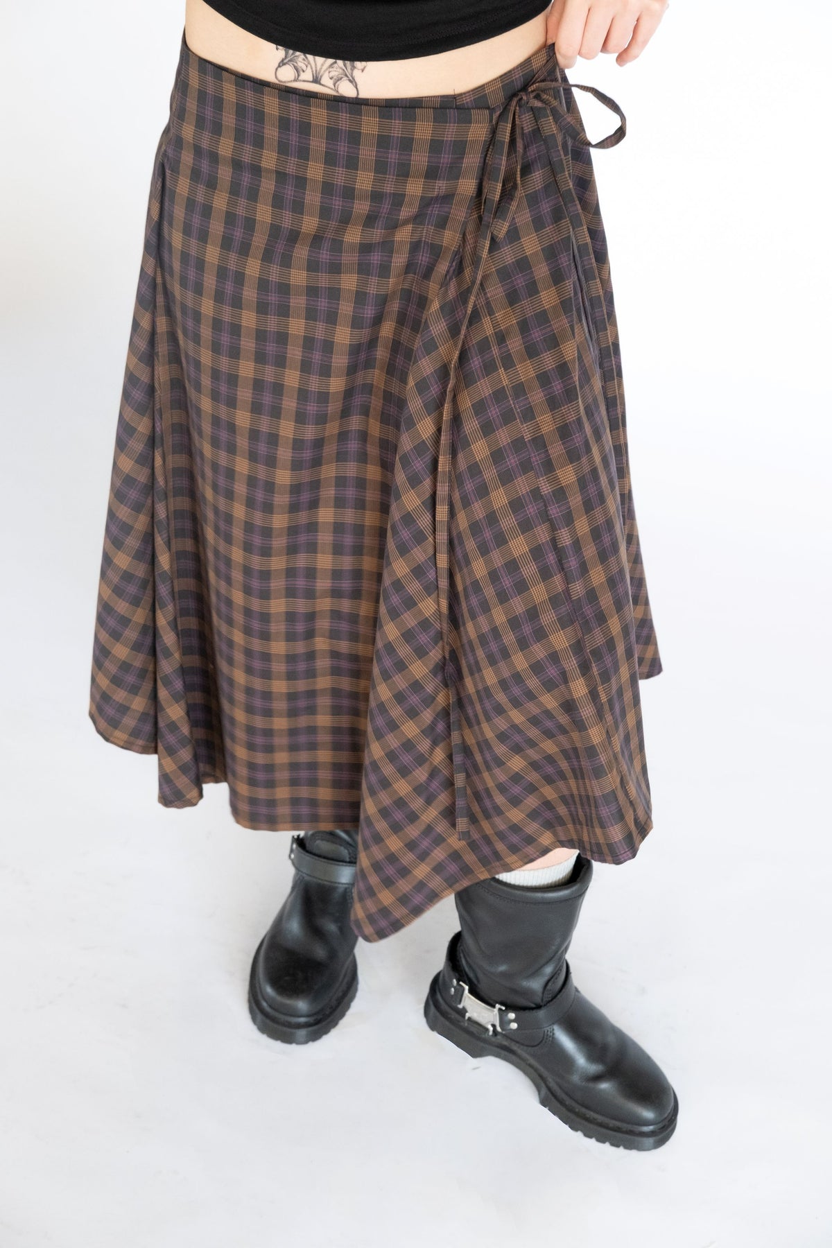 Enya Wrap Skirt- Dark Plaid