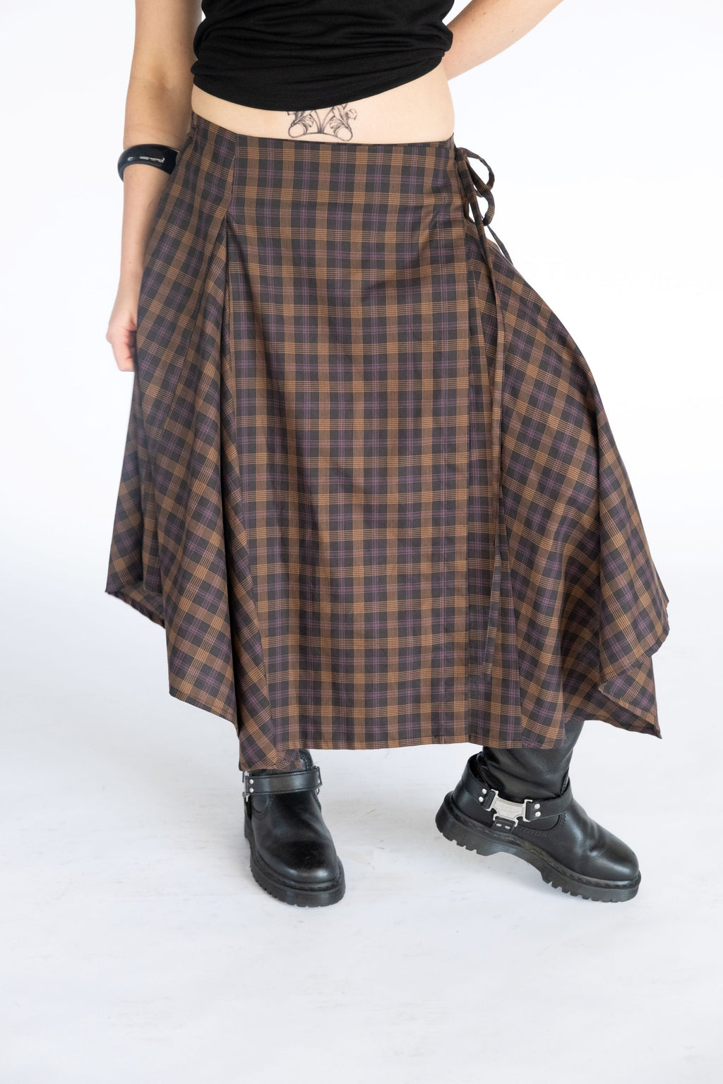 Enya Wrap Skirt- Dark Plaid