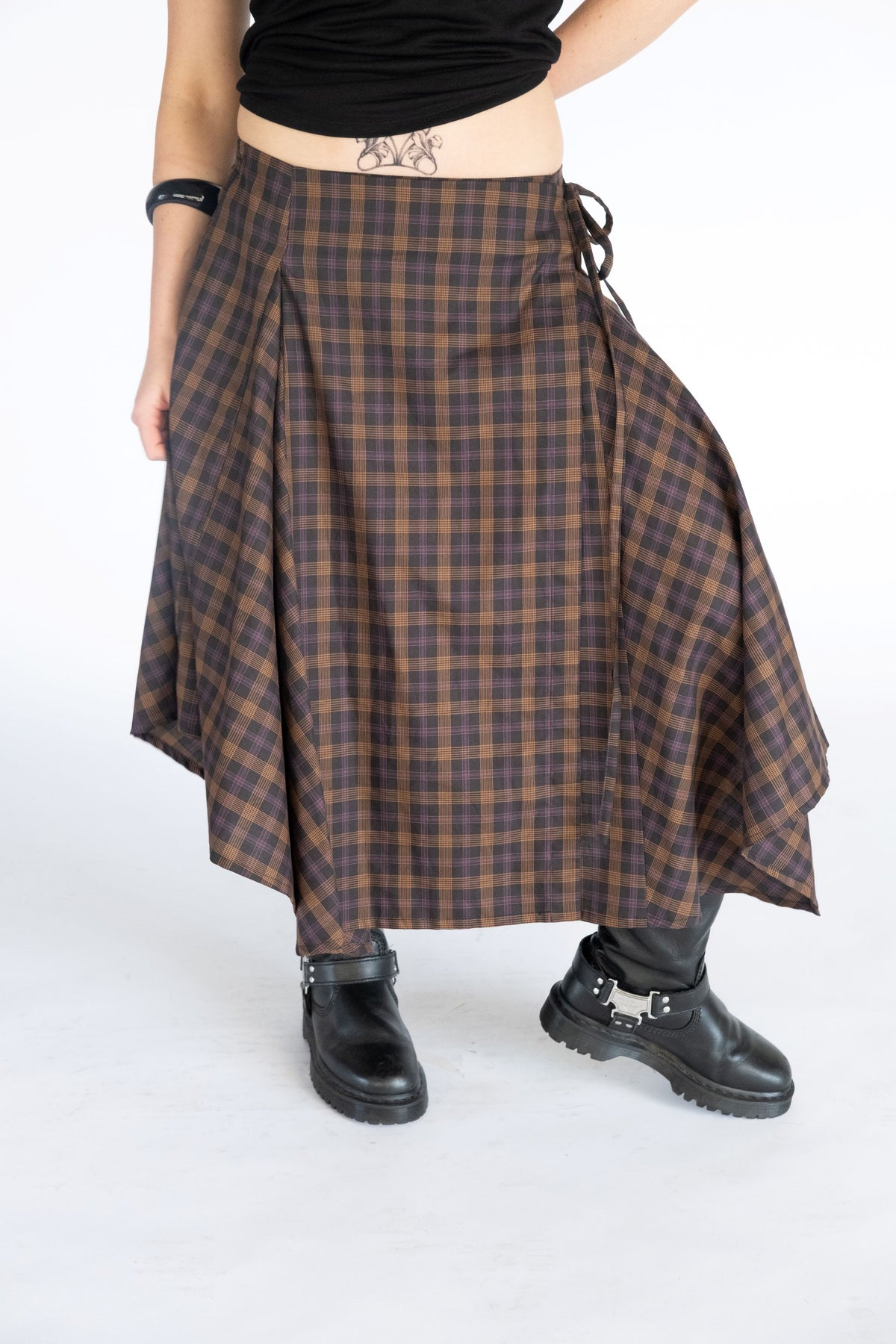 Enya Wrap Skirt- Dark Plaid