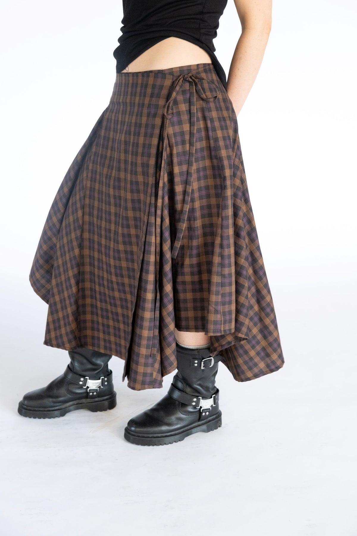 Enya Wrap Skirt- Dark Plaid