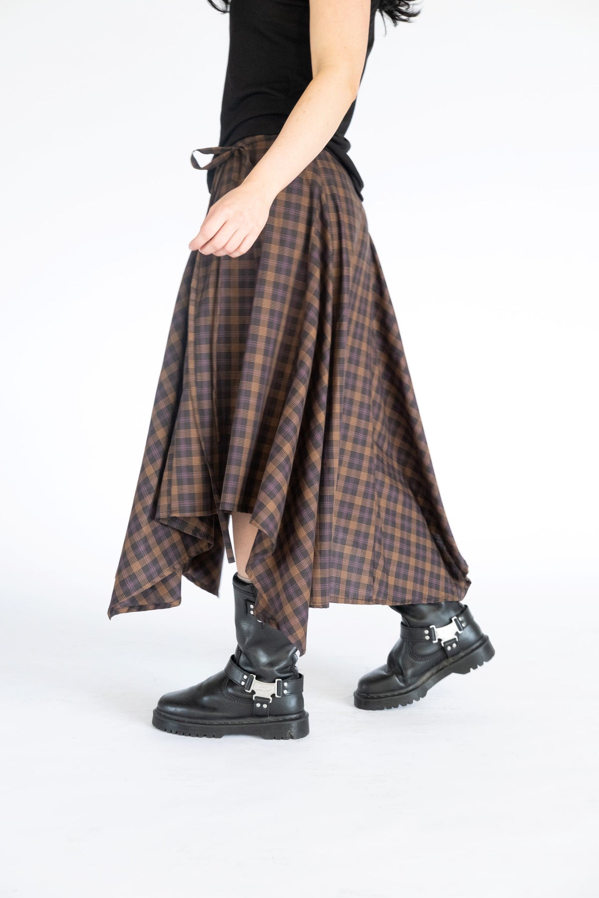Enya Wrap Skirt- Dark Plaid
